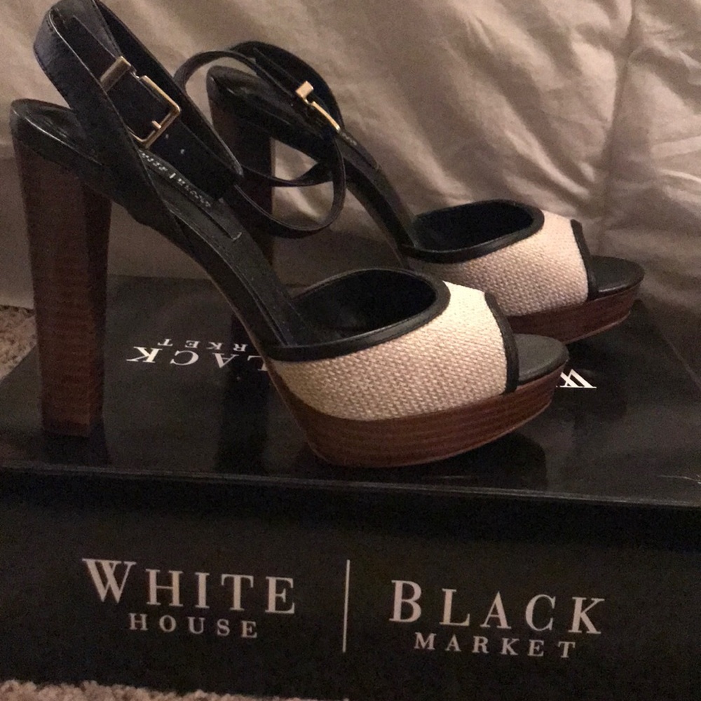 White Black Market Platform Heels